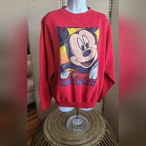 Vintage Mickey Mouse Sweater Adult Extra Large XL Red